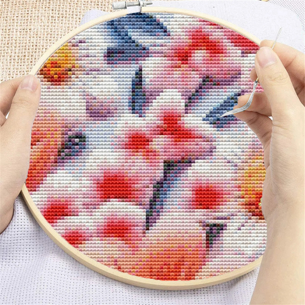 Embroidery Kits Flower Cross Stitch Threads DIY Needlework Handmade Home Decoration DMC Printed Canvas