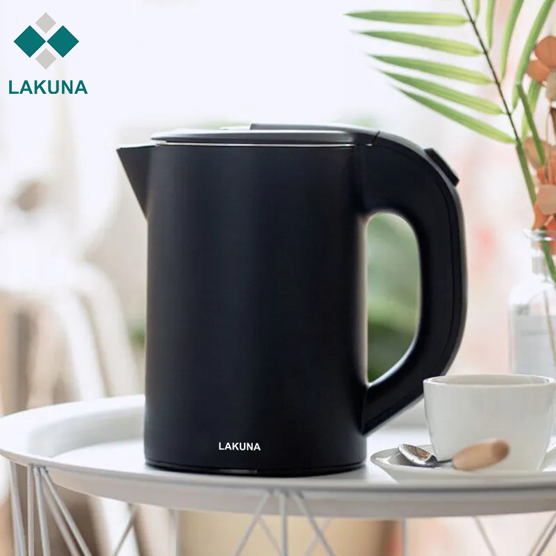 Lakuna hotel kettle supply water double layer stainless steel 304 H12698 0.8L