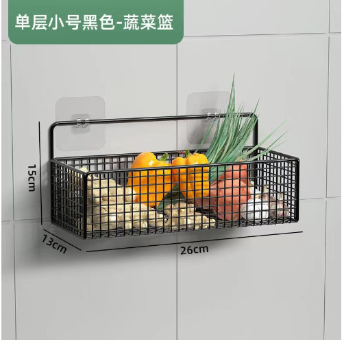 Wall Mounted Kitchen Vegetables Storage Basket Punch-free Bathroom Corner Organizer Shelf Metal Mesh Storage Rack