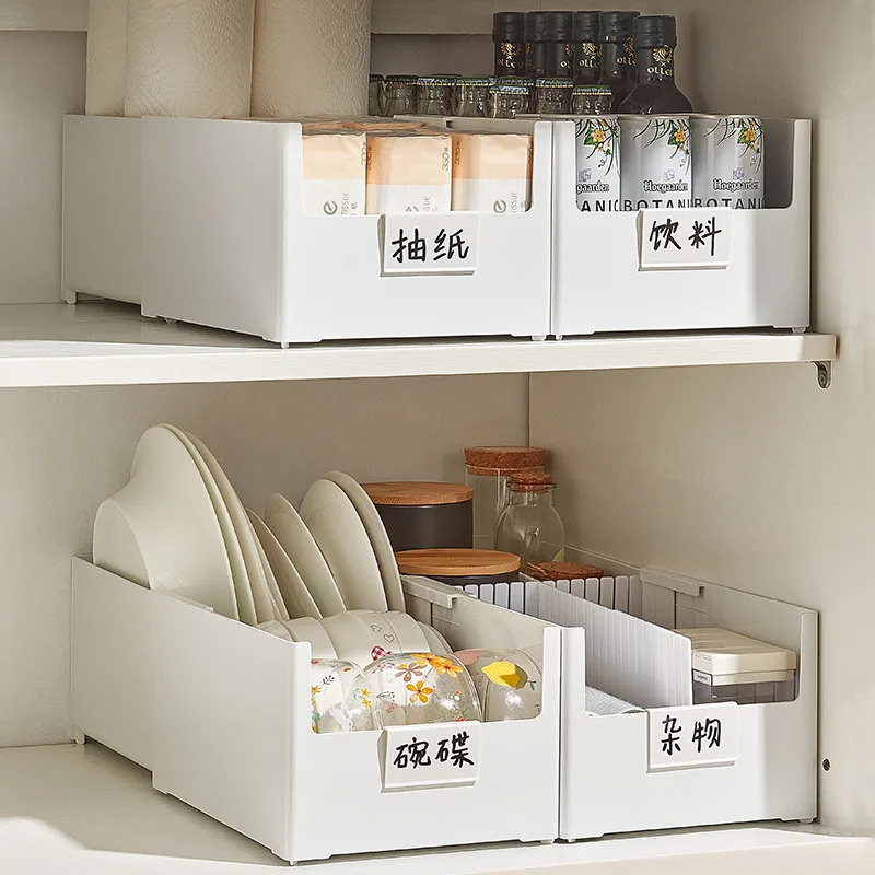 Kitchen Cabinet Storage Box Telescopic Organizer Bins Under Drawer Office Desktop Stationery Storage Box