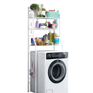 Floor Standing Washing Machine Shelf with Towel Hanger Bathroom Storage Rack Organizer Rack over Washing Machine