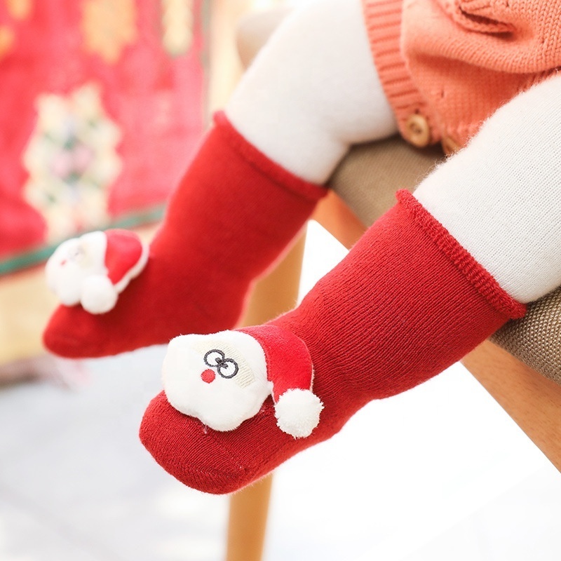 New Christmas Baby Socks Children's Socks Winter Thickened Fur Ring Baby Glue Toy Dot Cotton Socks