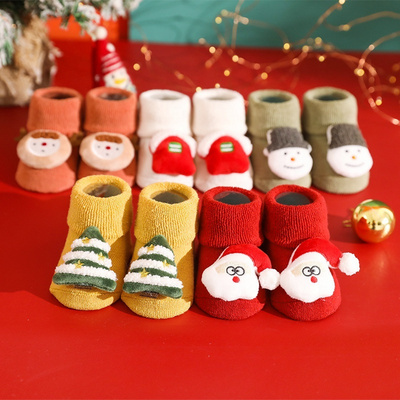 New Christmas Baby Socks Children's Socks Winter Thickened Fur Ring Baby Glue Toy Dot Cotton Socks