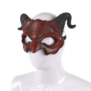 Hell Demon Mask With Black Horms Mask Scary Halloween Fancy Dress for Halloween Carnival Costume Party Realistic Masks