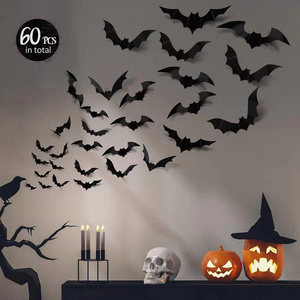 Halloween Party Supplies DIY 3D Decorative Bats Spider Wall Sticker Home Window Halloween Eve Decor Decoration