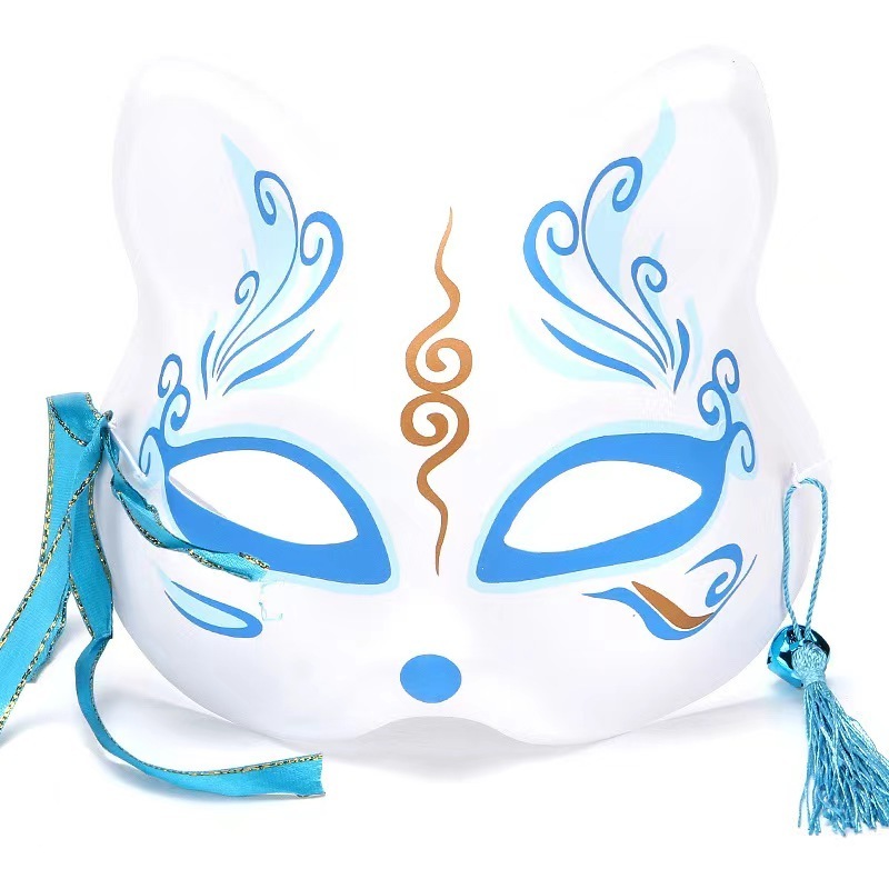 Halloween Fox Mask Half Face Cat Kitsune Mask for Cosplay Japanese Style Animal Fox  for Masquerade Ball Party masks