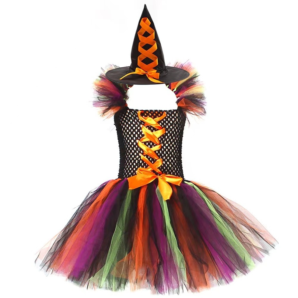 Halloween Children's Day Party Costume Cosplay Witch Makeup Dance Tutu Dress Princess Dress