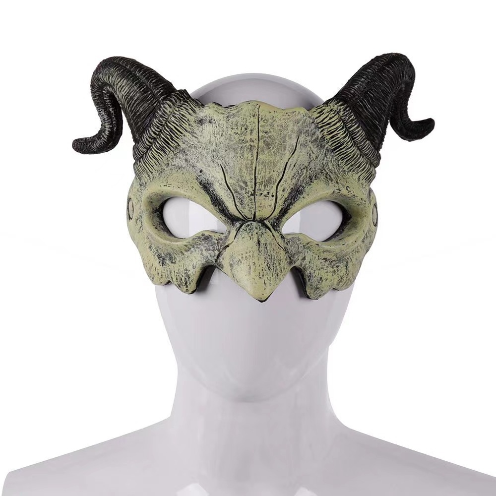 Hell Demon Mask With Black Horms Mask Scary Halloween Fancy Dress for Halloween Carnival Costume Party Realistic Masks