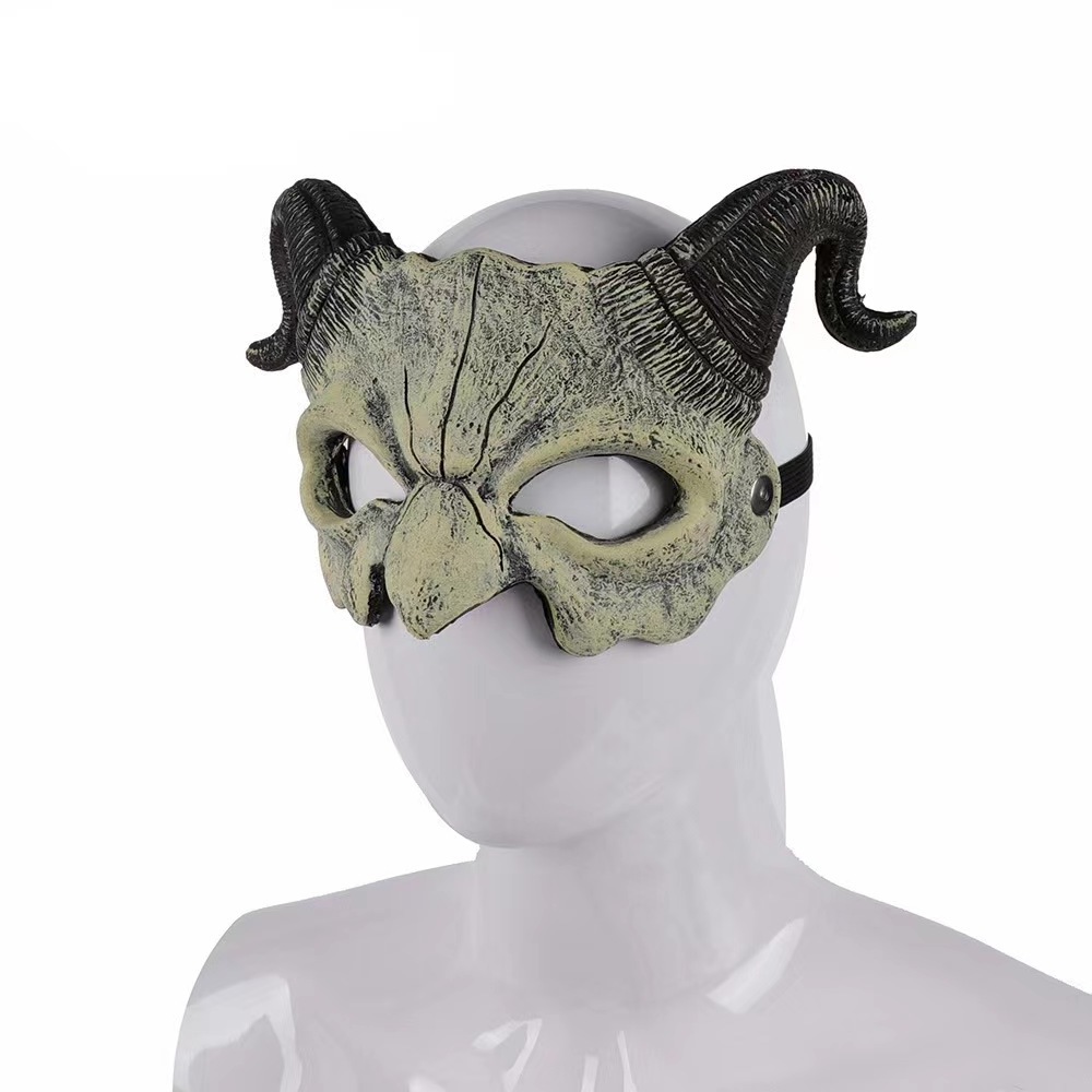 Hell Demon Mask With Black Horms Mask Scary Halloween Fancy Dress for Halloween Carnival Costume Party Realistic Masks