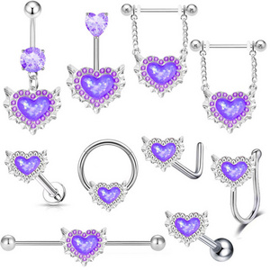 Fashion jewelry Body chain Purple multi-part piercing jewelry stainless steel jewelry  Belly rings wholesale