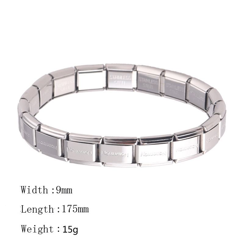 Wholesale Design Custom Logo 316L Stainless Steel High Polished Italian Charm Bracelet