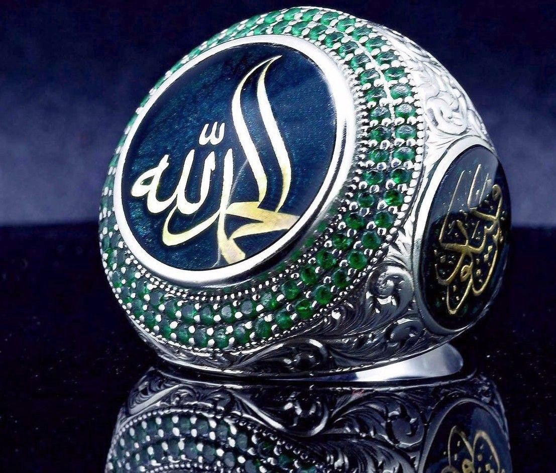 Arabic Scripture Ring Personalized Middle East Turkish Style Diamond Lucky Stone Ring