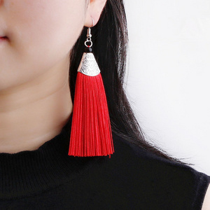 Wholesale Retro Fish Mouth Tassel New Bohemian Long Earrings Square Dance Jewelry Accessories Earrings