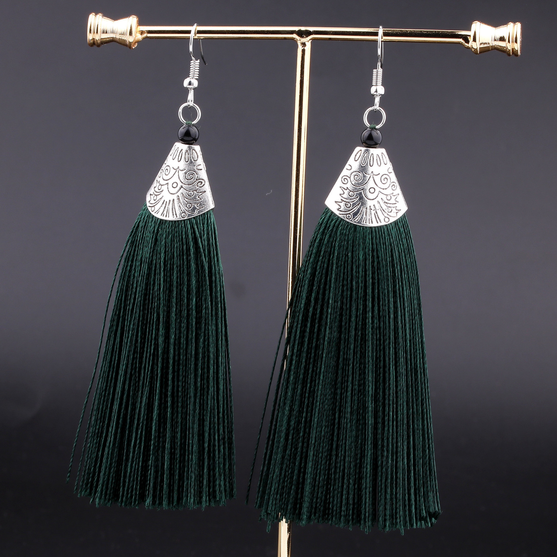 Wholesale Retro Fish Mouth Tassel New Bohemian Long Earrings Square Dance Jewelry Accessories Earrings