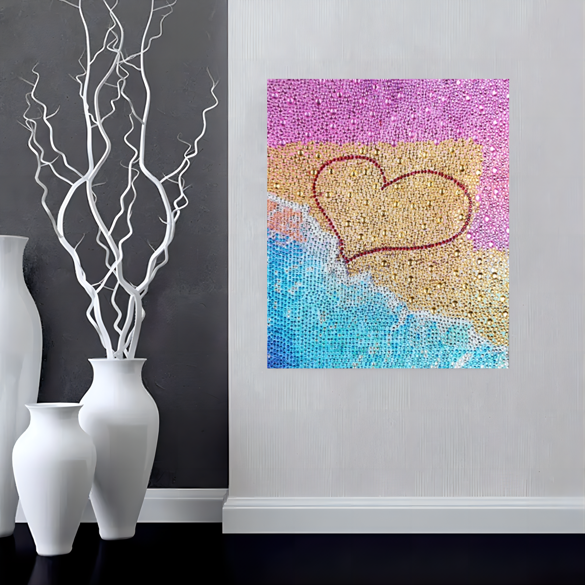 LS crystal 5D DIY full Special Shape Diamond Painting seaside loving heart embroidery Mosaic wall paintings art home decor