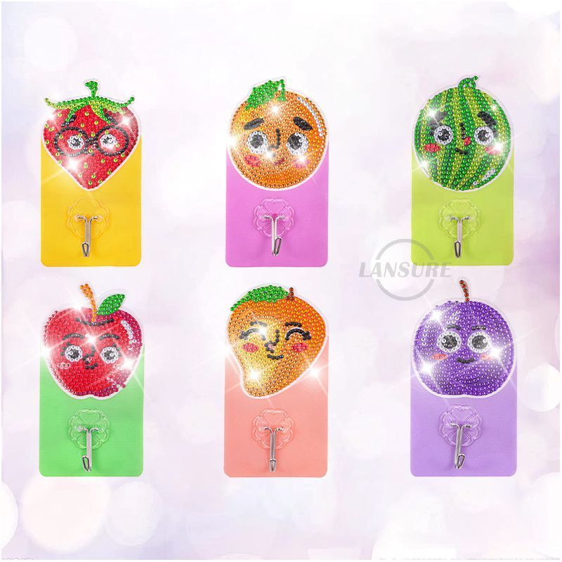 LS new Bathroom kitchen reusable removable eco friendly diamond painting sticker hook adhesive 6pcs/set