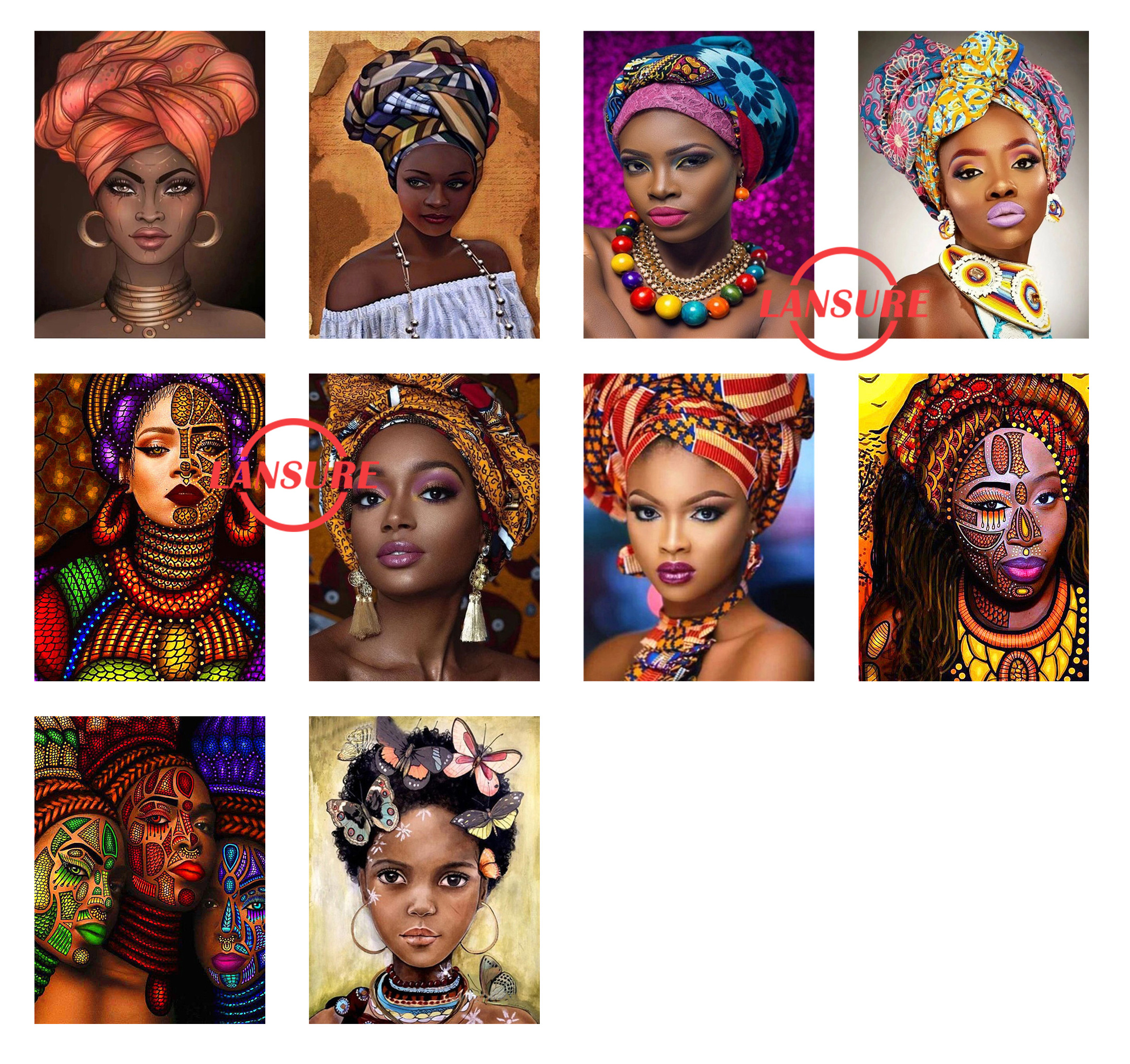 LS hot canvas diamond painting African beauty girl 5D DIY full diamond mosaic diamond painting kit for adults DIY