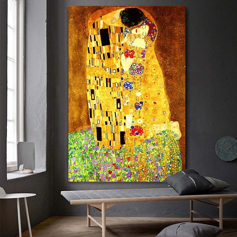 LS hot 5D diy diamond embroidery Gustav Klimt famous painting kiss canvas diamond painting kit living room home wall decor