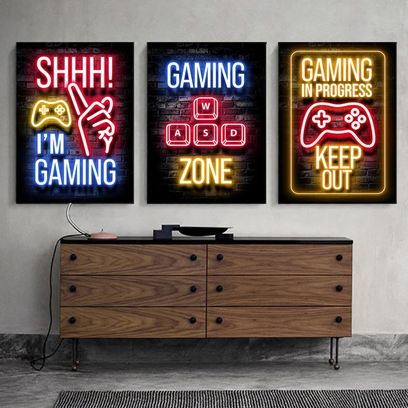 LS LS Sleep Game Repeat Gaming Wall Art Poster Prints Gamer Canvas Painting Canvas Picture Kids Boys Room Decorative Playroom