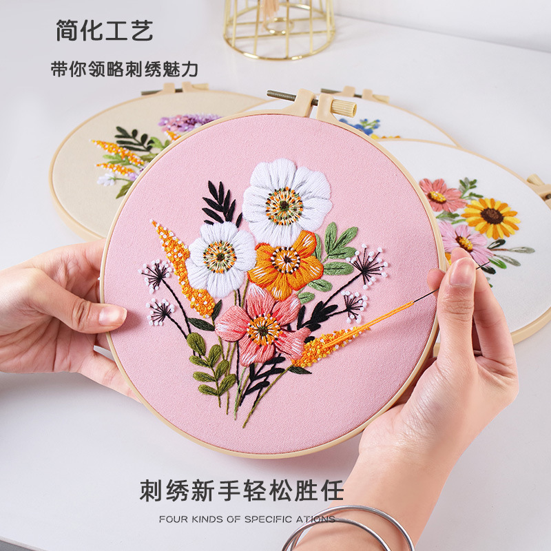 LS DIY Embroidery Kits Needlework Colorful Time flower Cross Stitch Handmade Sewing Craft Wall Paintings Art Home Decoration