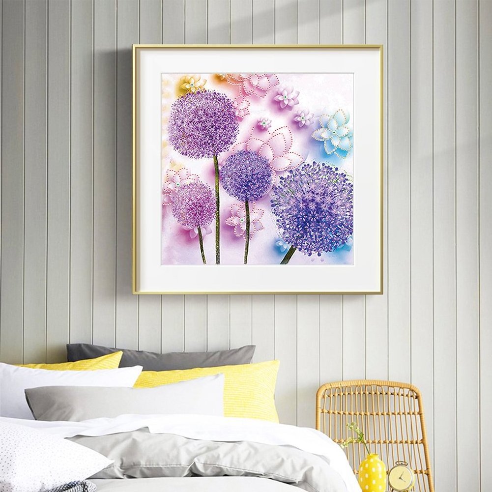 LS 5D DIY particle special shaped diamond painting flower dandelion canvas painting home decor