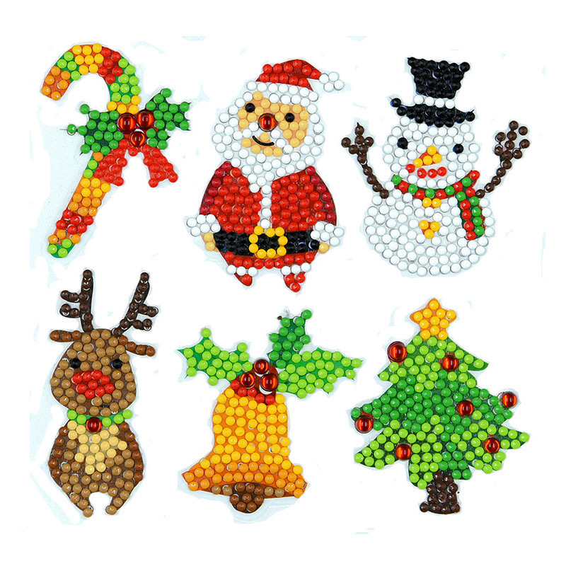 LS 12pcs diy 5d diamond painting stickers kids Christmas snowman cartoon sticker for boys girls Xmas