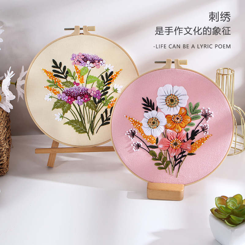 LS DIY Embroidery Kits Needlework Colorful Time flower Cross Stitch Handmade Sewing Craft Wall Paintings Art Home Decoration