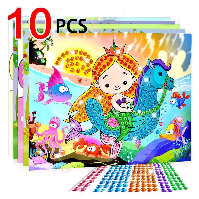 LS kids diamond painting DIY Diamond Stickers Handmade Crystal Paste Painting Mosaic Puzzle Toys Double Sided Stickers