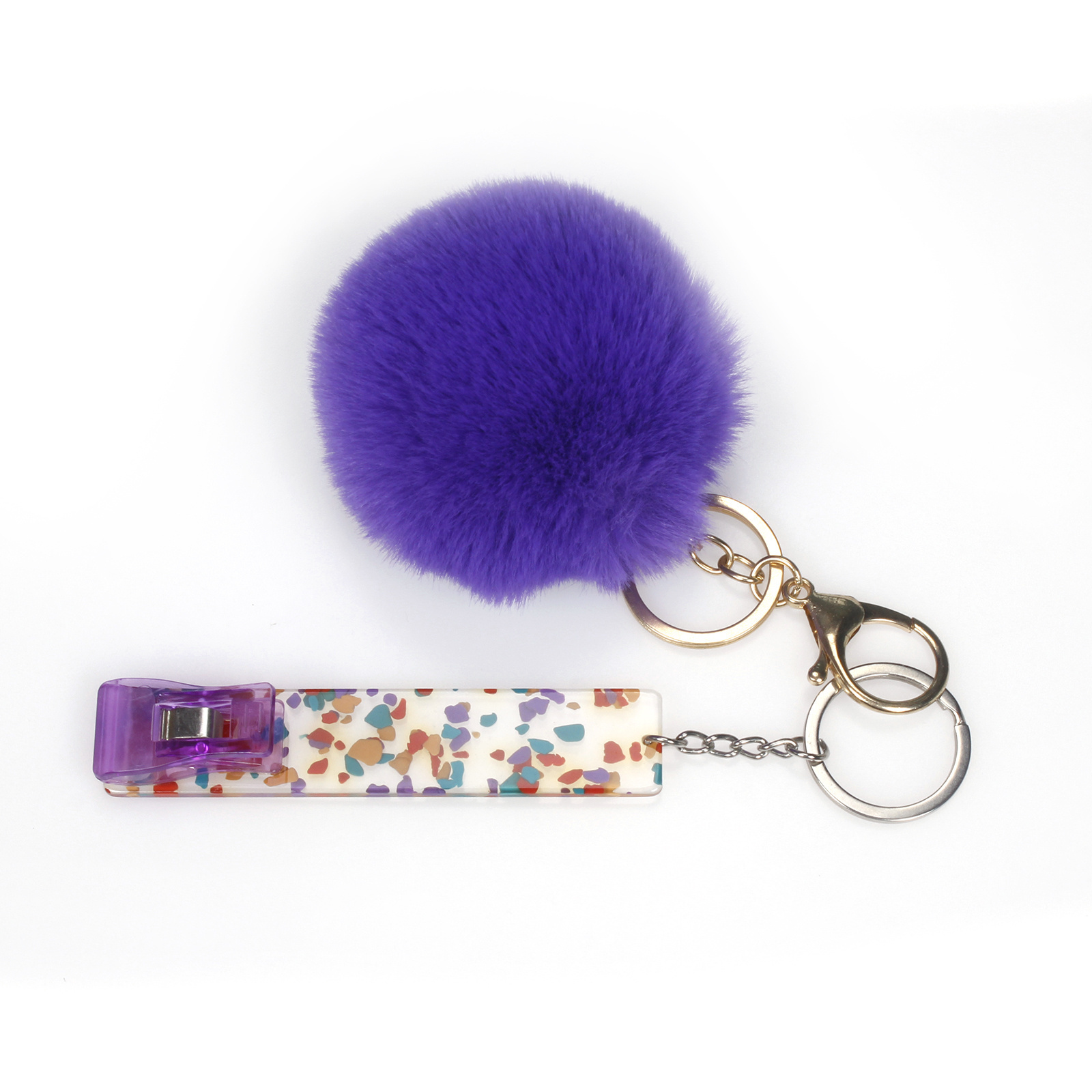 Factory Custom Credit Card Grabber Key chain ATM Card Puller Keychains with Pompom Keyring