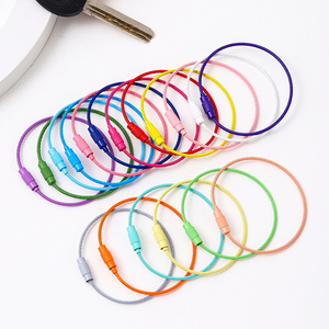 Screw Lock Cable Steel Wire Rope Colorful Key Rings Split Ring Key Chain Hook Holder DIY  Keychain Accessories