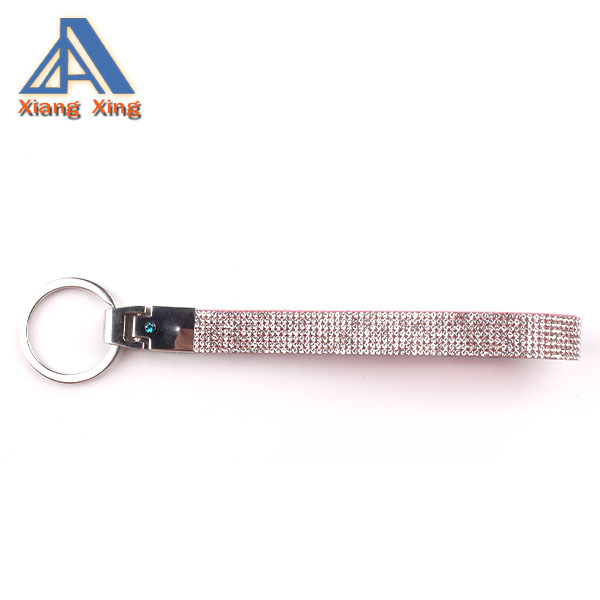 Custom Rhinestone Keychain Rhinestone Wristlet keychain with keyring and Clasp for Key / ID badge/ Cell Phone