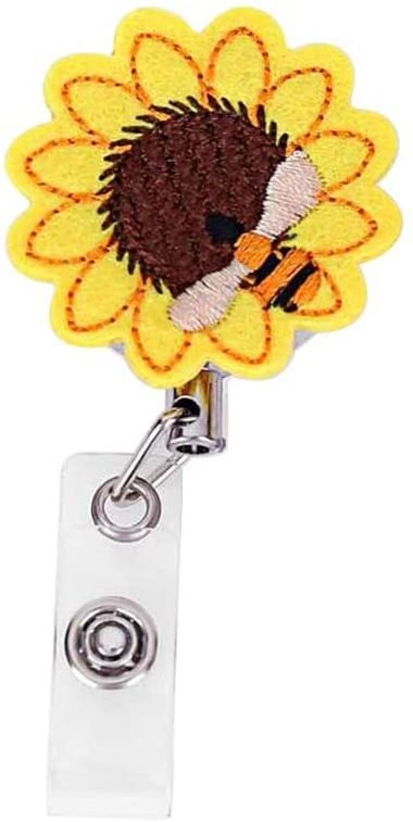 Hot Sale Fashion Felt Sunflower Nurse Badge Reel Medical Badge Reel id Badge Holder Pull Reel With Alligator Clip