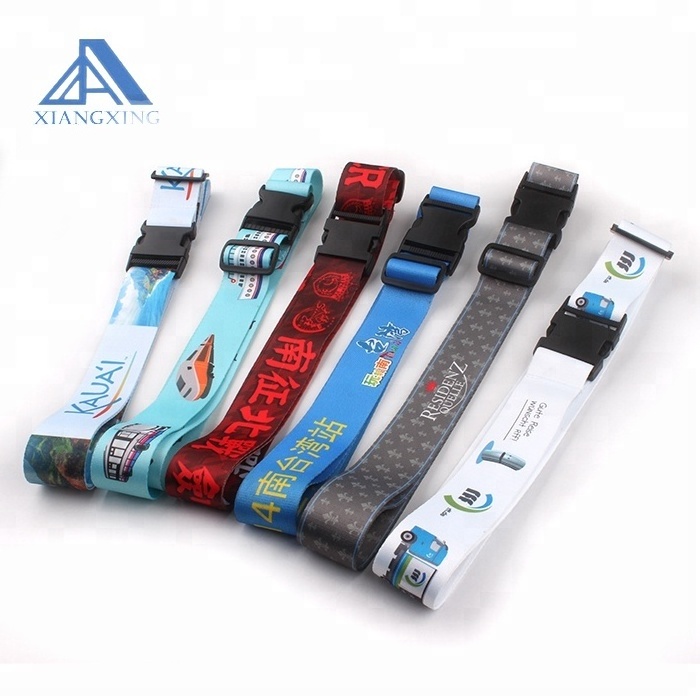 Printed Custom Polyester Adjustable Luggage Strap Bag Belt with Lock And Digital Scale