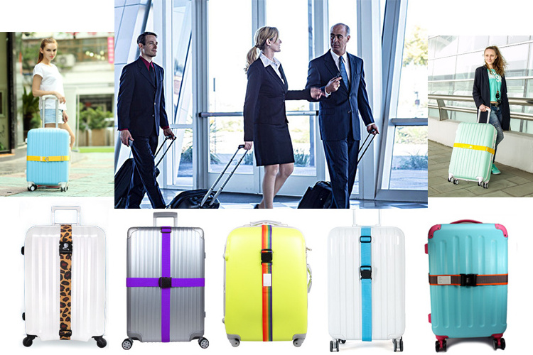 Printed Custom Polyester Adjustable Luggage Strap Bag Belt with Lock And Digital Scale