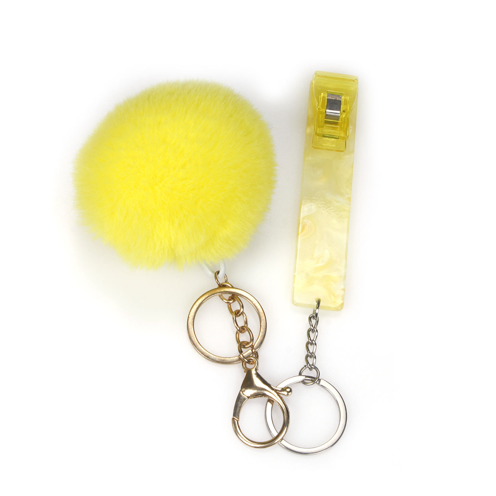 Factory Custom Credit Card Grabber Key chain ATM Card Puller Keychains with Pompom Keyring