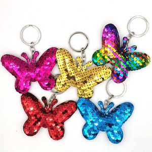 Butterfly Reflective Glitter Keychain Unicorn Pendant Colorful Sequin Heart Keychain