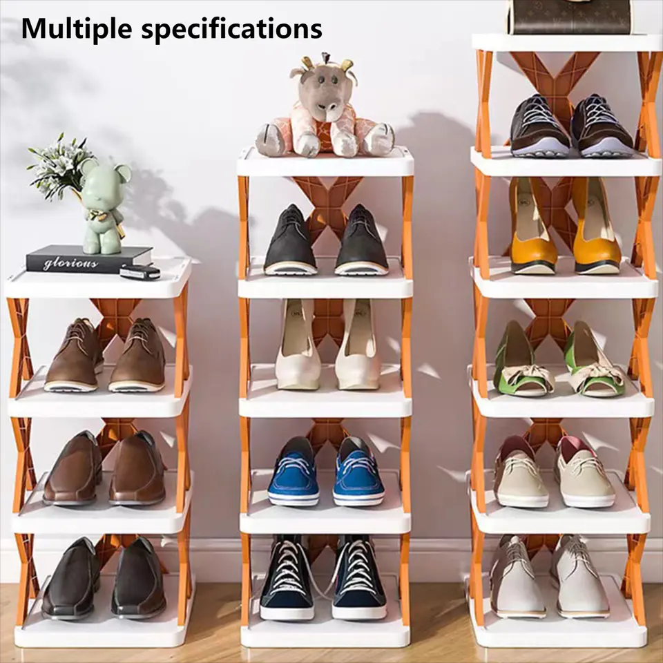 Easy-assembled Plastic Shoe Organizer Storage Space-Saving Closet Shoes Shelf 2-9 Layers Stackable Shoe Rack