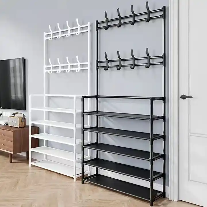 Shoe rack 5 tiers modern living furniture rack shelves metal hangers storage shoe racks for home use