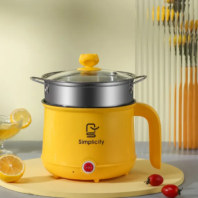 High quality multi-functional non stick electric cooking pot, small electric cooking pot with steamer