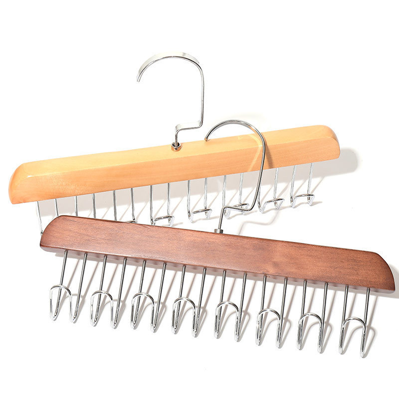 Multifunctional Household Wooden Hanger Underwear Eight Hook Storage Rack For Garment Wooden Hook With Swivel Hook