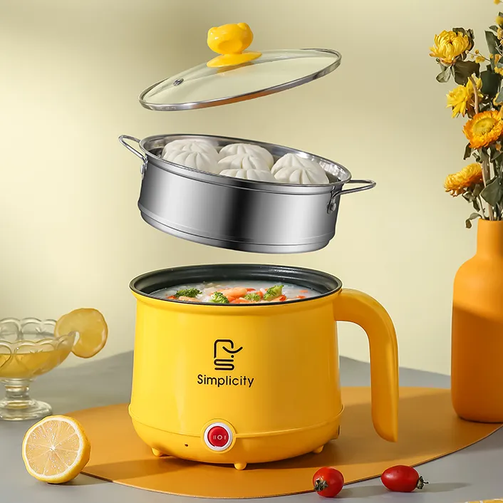 High quality multi-functional non stick electric cooking pot, small electric cooking pot with steamer