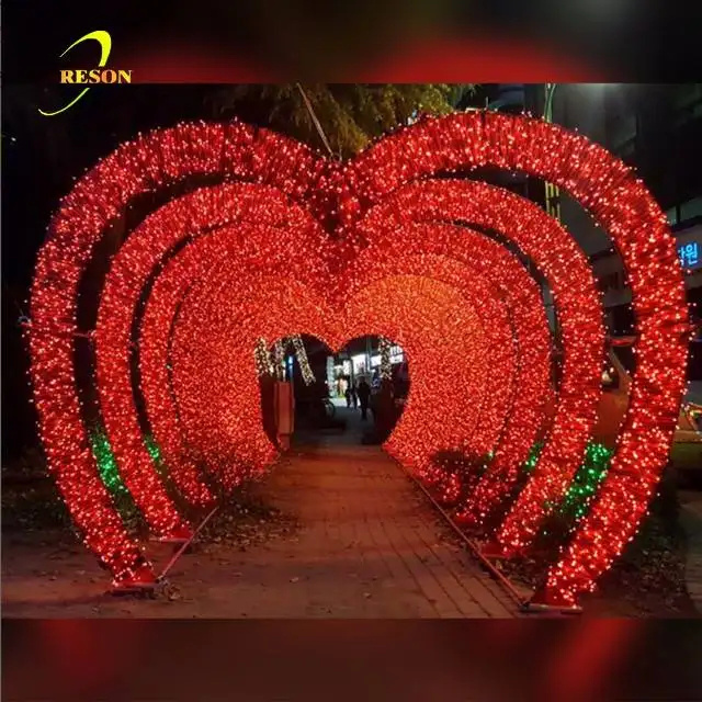 2023 New Wedding Valentine Entrance Decoration Led Heart Shaped Arch Lights Designs Decorations for EventsParty Supplies