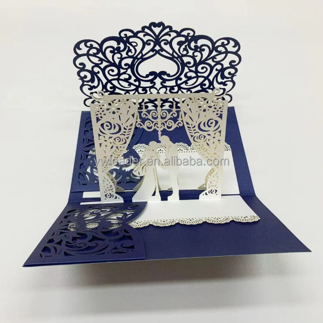 Wedding Supplies Custom Pop Up Luxury 3D Three-Dimensional Laser Cut Wedding Invitation Card