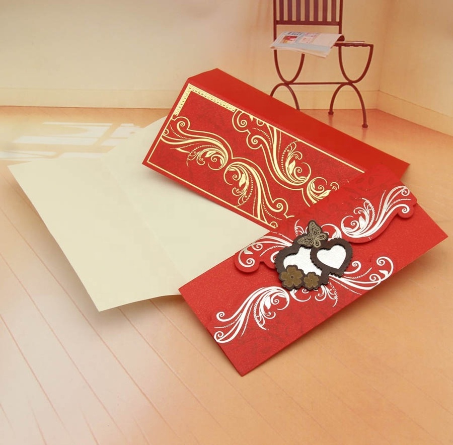 Factory hole sale 3D red wedding invitation card