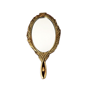 Handheld mirror Vintage resin feather gold and silver hanging mirror 1pc with European style baroque home decor