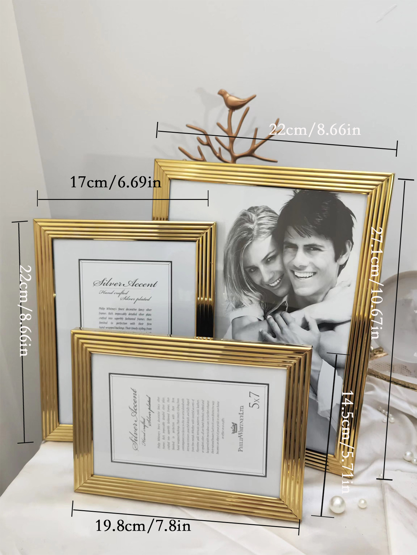 Stainless steel photo frame 5in 6in 7in 8in 10in gold silver picture frame minimalist style for home decor