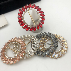 5cm sewing bridal dress rhinestones round belt buckle for women shoes decorations crystal sewing alloy buckles