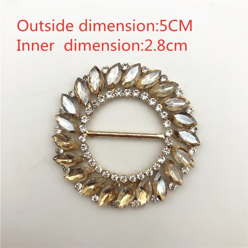 5cm sewing bridal dress rhinestones round belt buckle for women shoes decorations crystal sewing alloy buckles