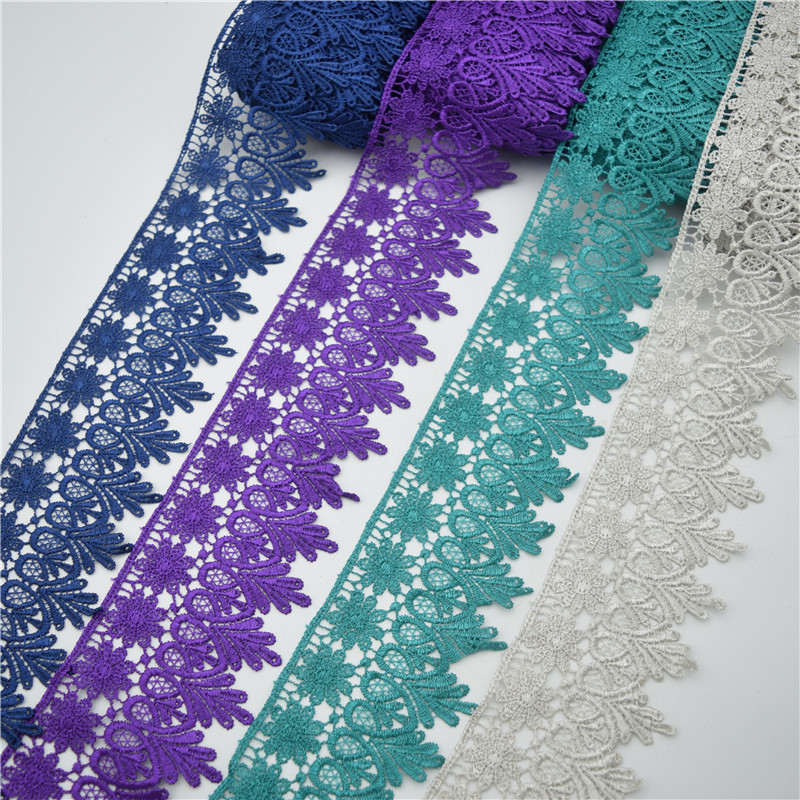 Hot sale african lace trim swiss voile fabric many colors in stock 8cm wide