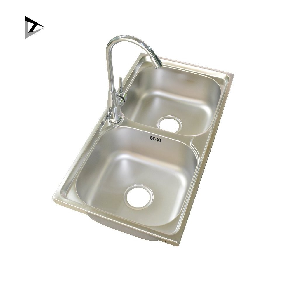 Durable aluminum double bowl multifunction stainless steel kitchen sink